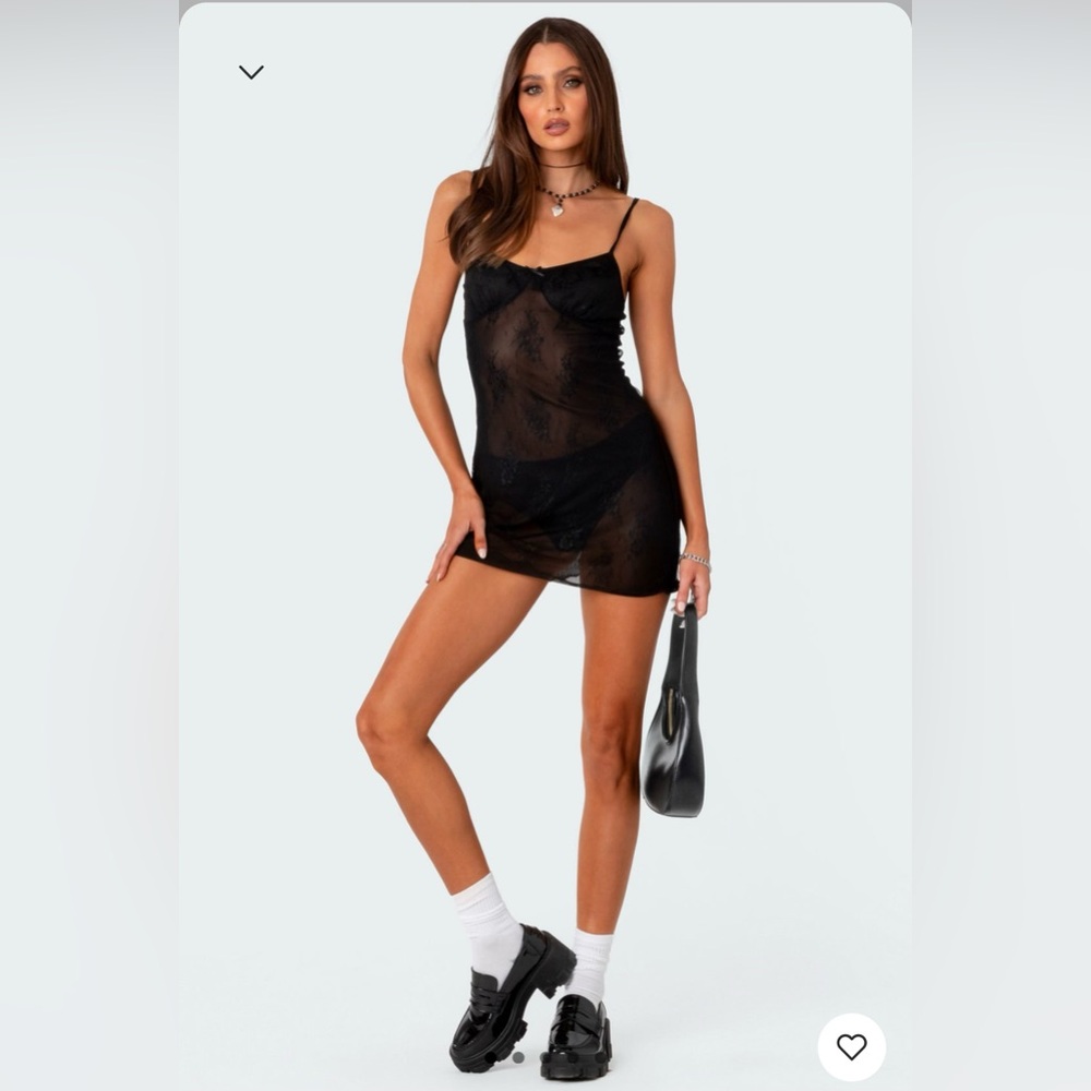 Edikted black lace, mini dress with adjustable straps size xs - Picture 6 of 6